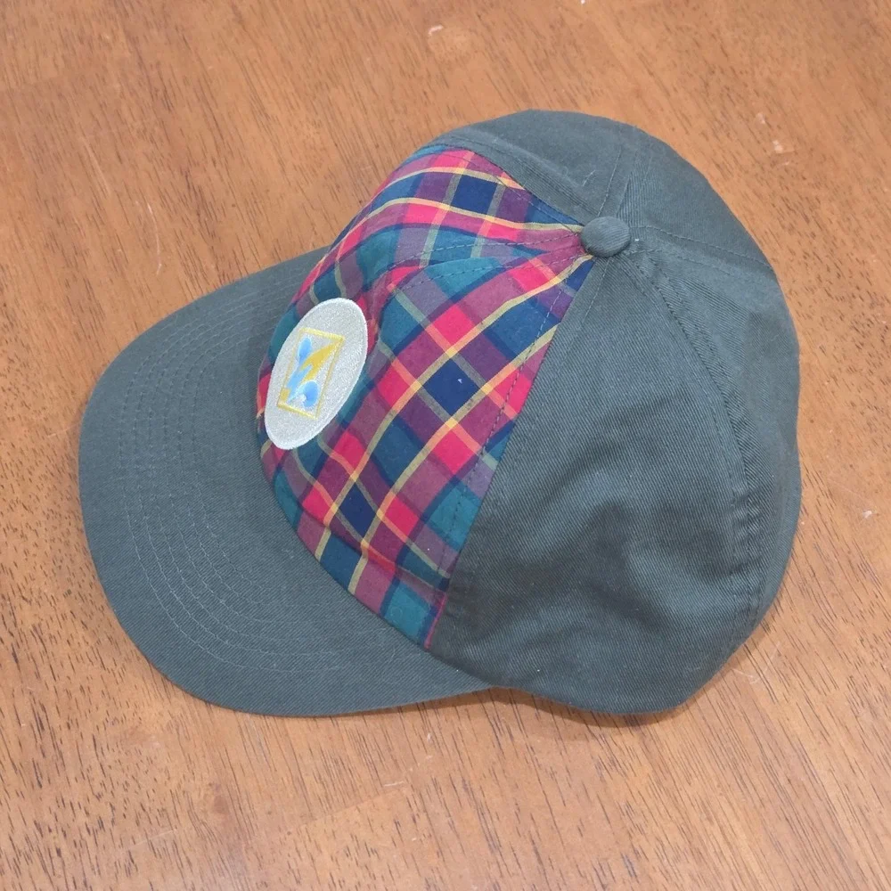 Boy Scouts of America Webelos Uniform Cap Kids SM/MD Olive Green Plaid